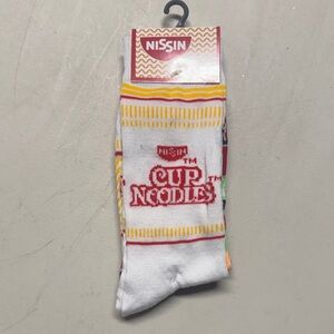 ISSI White Crew Socks with Red & Yellow Cup Noodles Logo